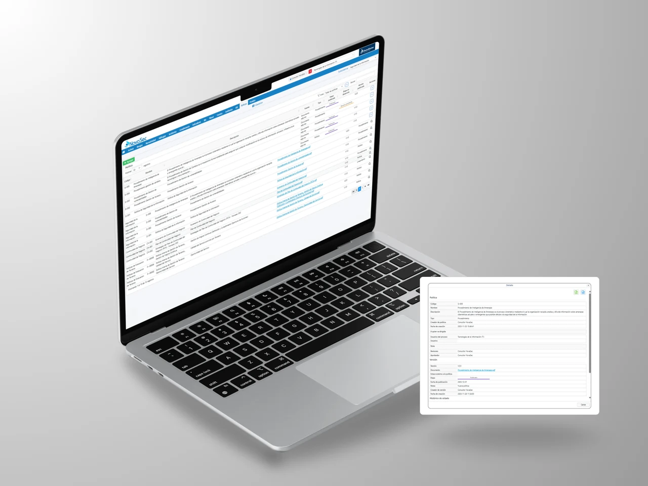 Sistema automatizado para la gestión del ciclo de vida de políticas y procedimientos corporativos.